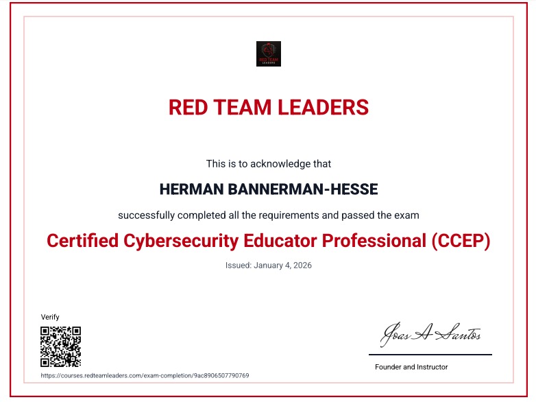 Certified Cybersecurity Educator Professional certificate